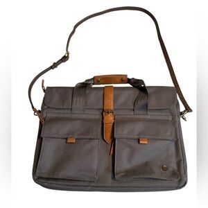 Gray and Brown Men's Laptop Briefcase Attache Crossbody Bag Primary Collection